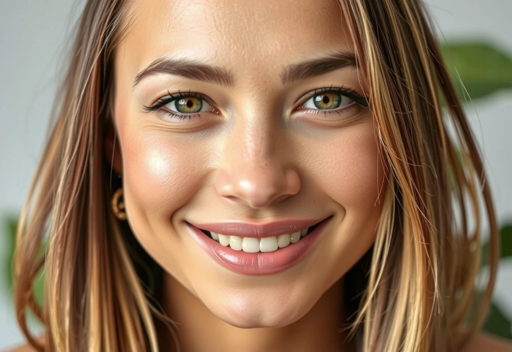 Primer plano de una piel radiante y cabello brillante, simbolizando la belleza natural.